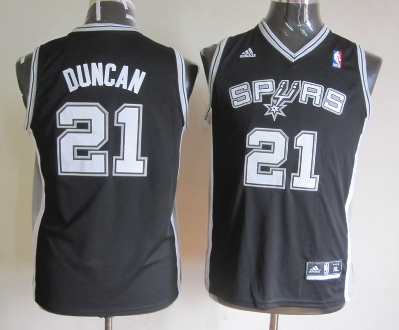  NBA Kids San Antonio Spurs 21 Tim Duncan New Revolution 30 Swingman Black Youth Jersey